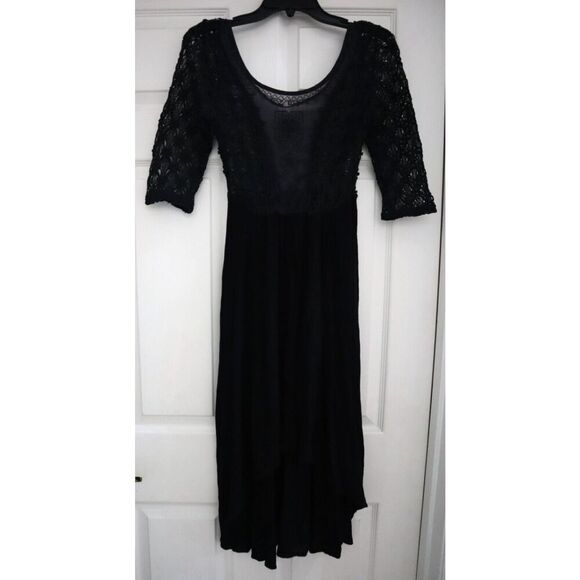 Free People Women's z 4 Black Embroidered Lonesome Dove High-Low Hem Dress - Picture 1 of 16